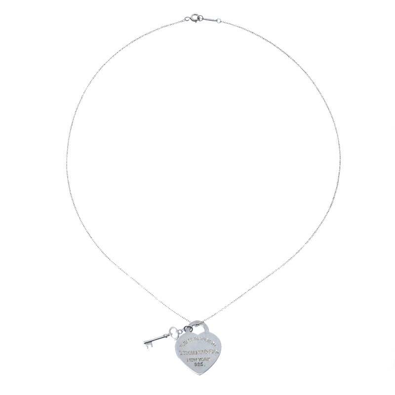 

Tiffany & Co. Heart Tag Key Pendant Silver Chain Necklace