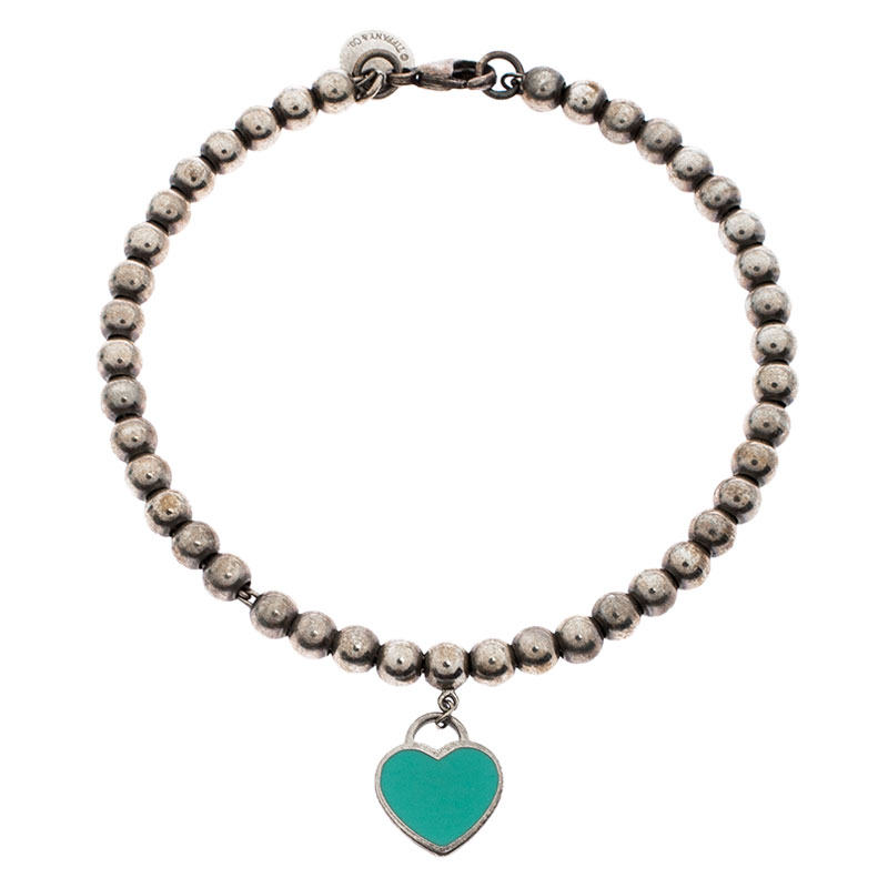 tiffany enamel heart bracelet