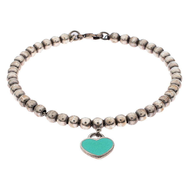 

Tiffany & Co. Return to Tiffany Enamel Heart Tag Silver Beads Bracelet