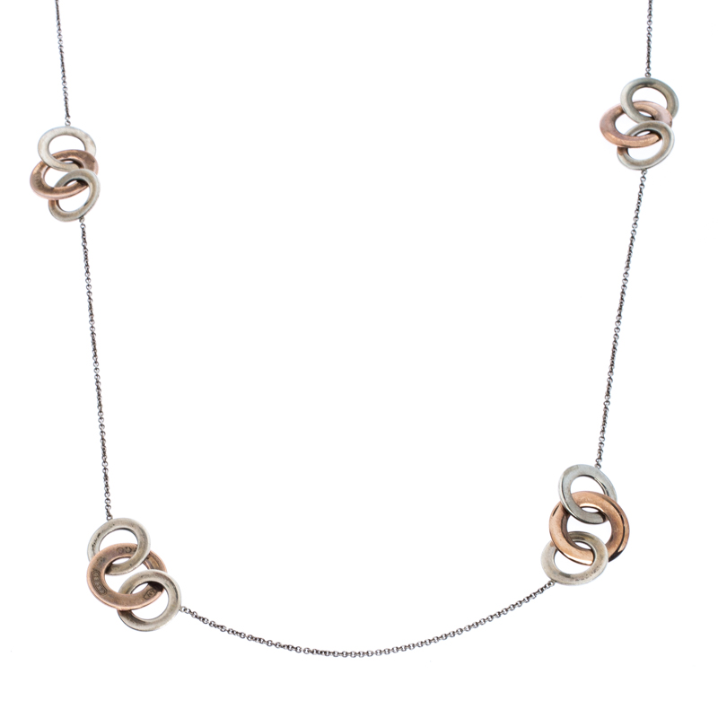 

Tiffany & Co. Interlocking Circles Rubedo & Silver Station Necklace