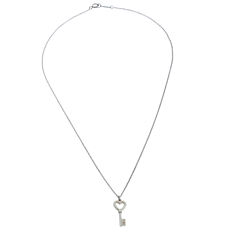 

Tiffany & Co. Heart Key Silver Pendant Necklace