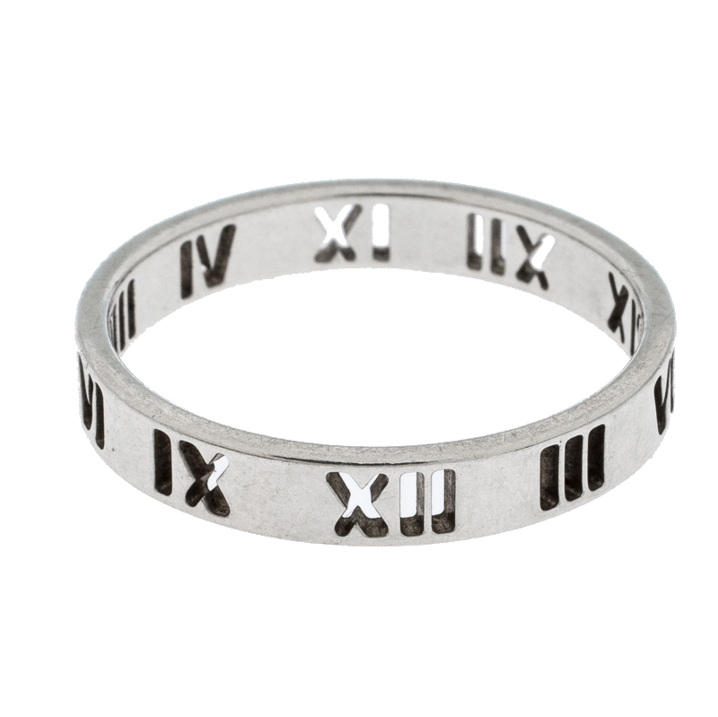 

Tiffany & Co. Atlas Narrow Numeral Silver Band Ring Size