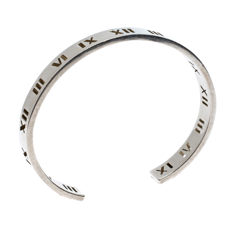 

Tiffany & Co. Atlas Roman Numeral Sterling Silver Open Cuff Bracelet