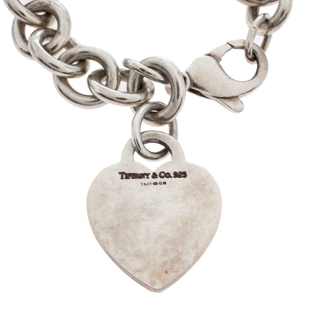 

Tiffany & Co. Plain Heart Tag Silver Chain Link Bracelet
