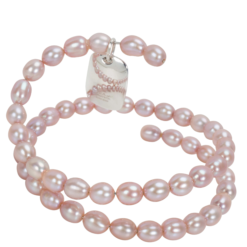 

Tiffany & Co. Elsa Peretti Spiral Pink Pearl Sterling Silver Bracelet