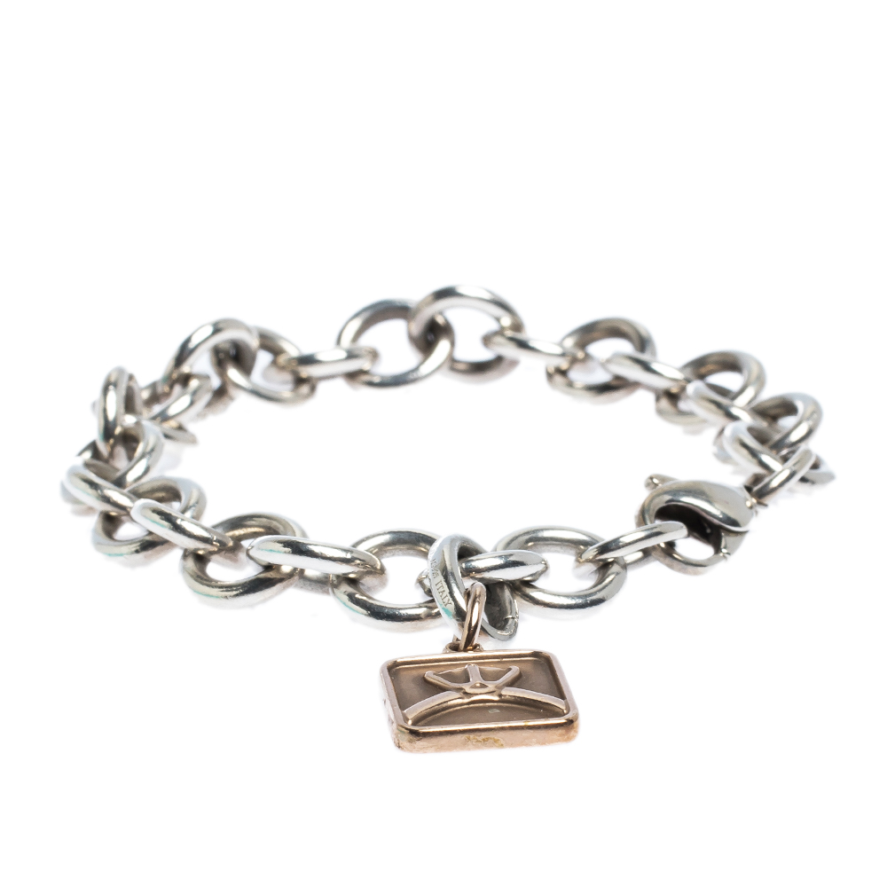 

Tiffany & Co. Rubedo Charm Silver Chain Link Bracelet