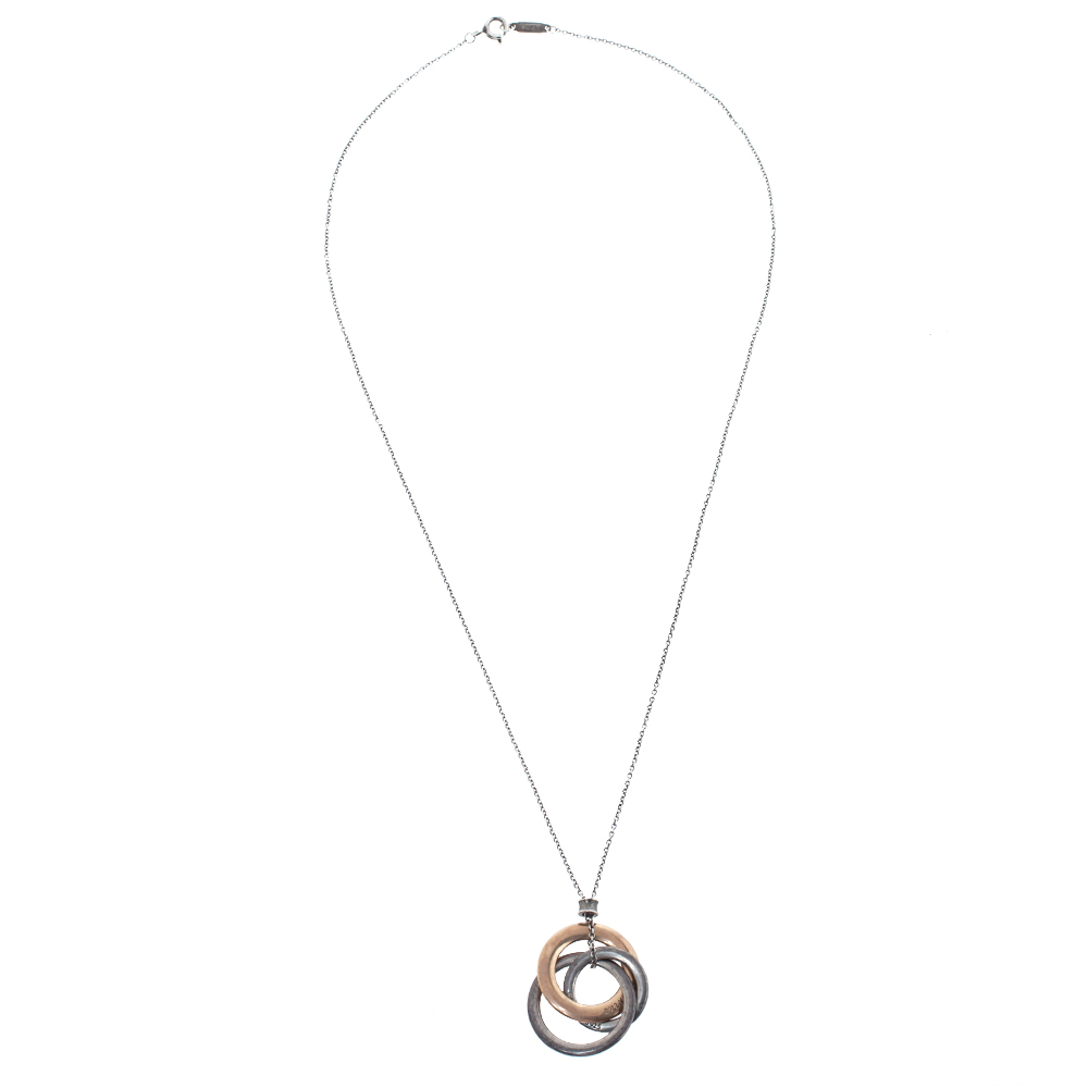

Tiffany & Co. Interlocking Circles Rubedo Silver Pendant Necklace