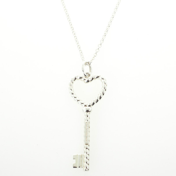 Pre Owned Tiffany & Co. Silver Twisted Key Pendant Necklace