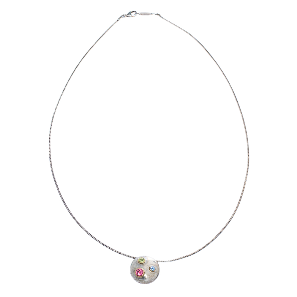 

Tiffany & Co. Etoile Multi Color Gemstone Silver Pendant Necklace