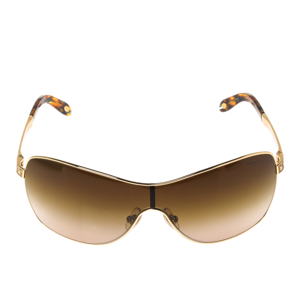 

Tiffany & Co. Gold & Havana/ Brown Gradient TF3035 Shield Sunglasses