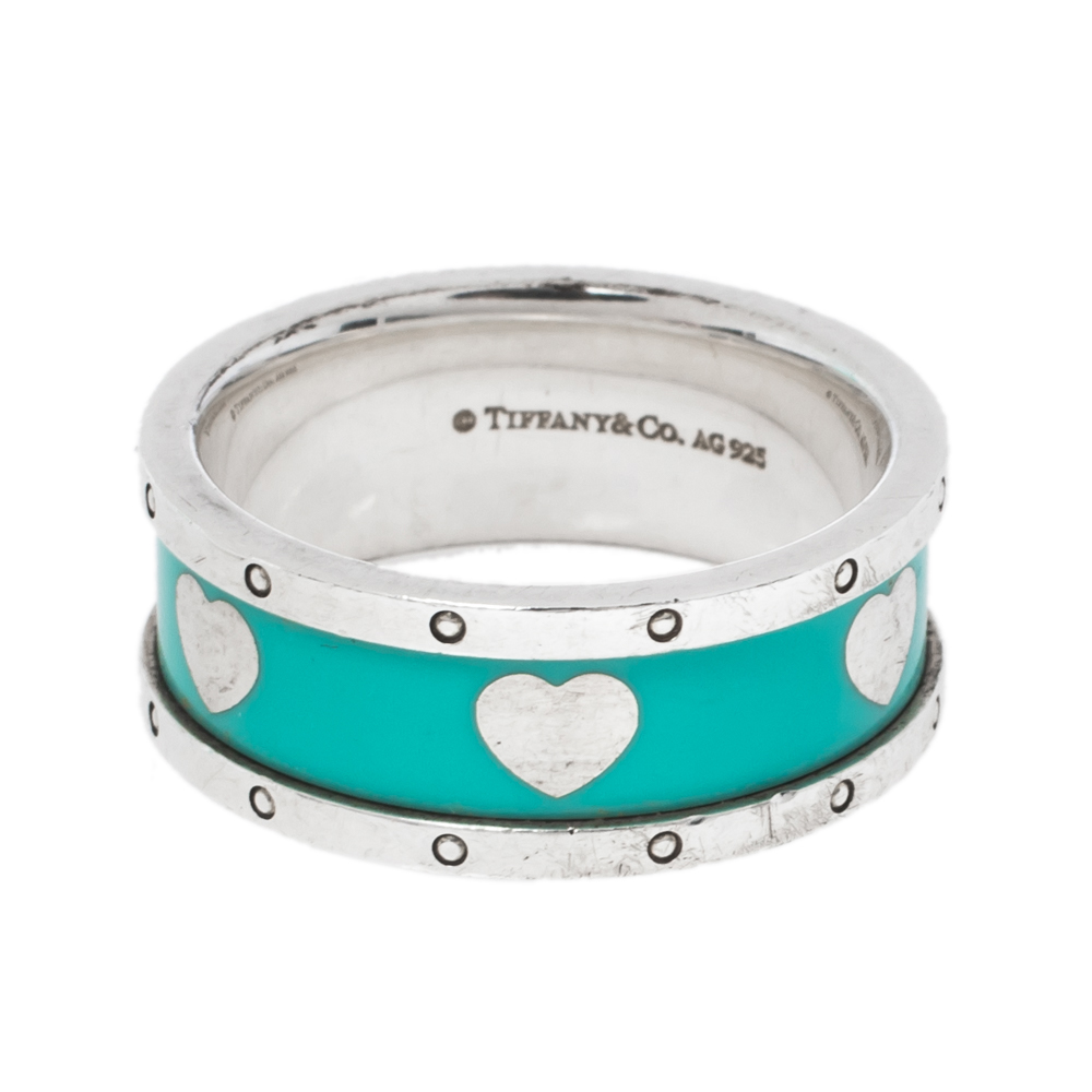 

Tiffany & Co. Return to Tiffany Enamel Love Heart Silver Ring Size