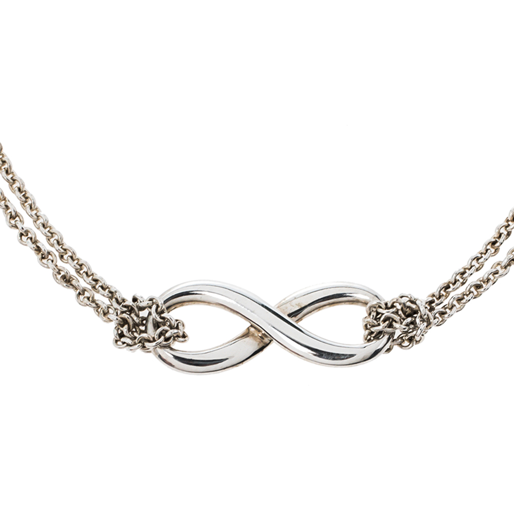 

Tiffany & Co. Infinity Silver Double Strand Chain Link Bracelet