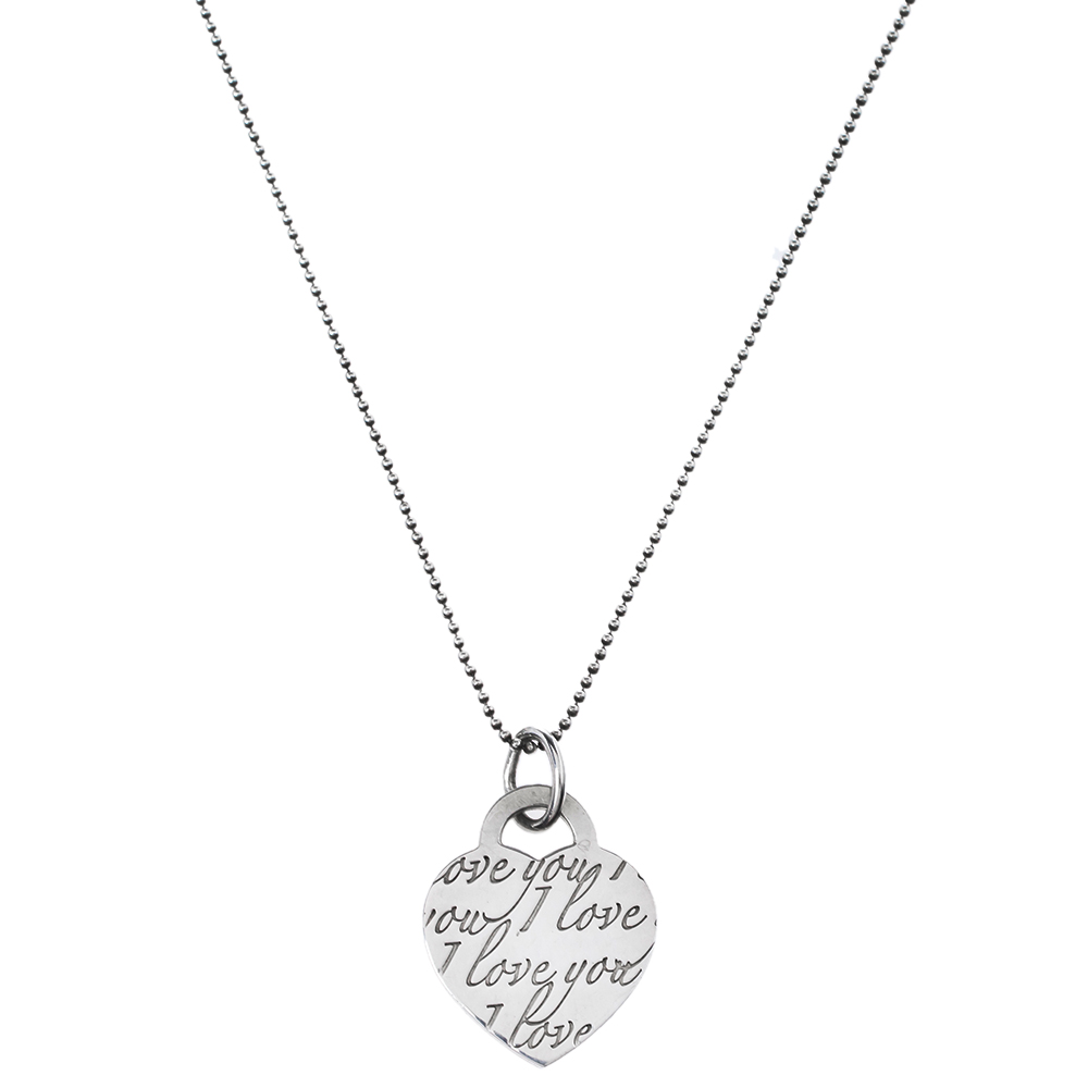 

Tiffany & Co. Notes Heart Tag Charm Silver Pendant Necklace