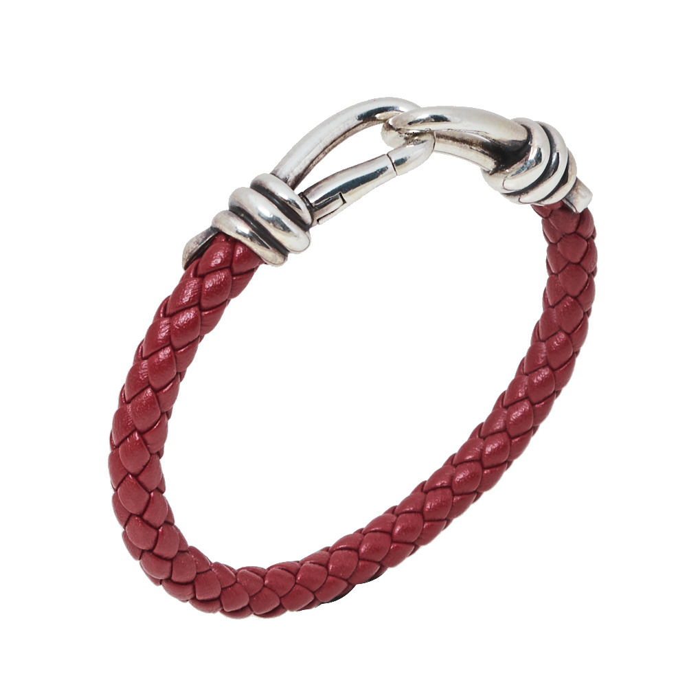 

Tiffany & Co. Paloma Picasso Silver Knot Single Braid Leather Wrap Bracelet, Red