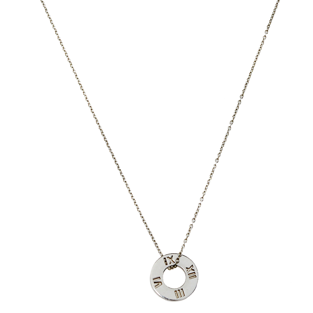Pre Owned Tiffany & Co. Atlas Pierced Silver Pendant Necklace