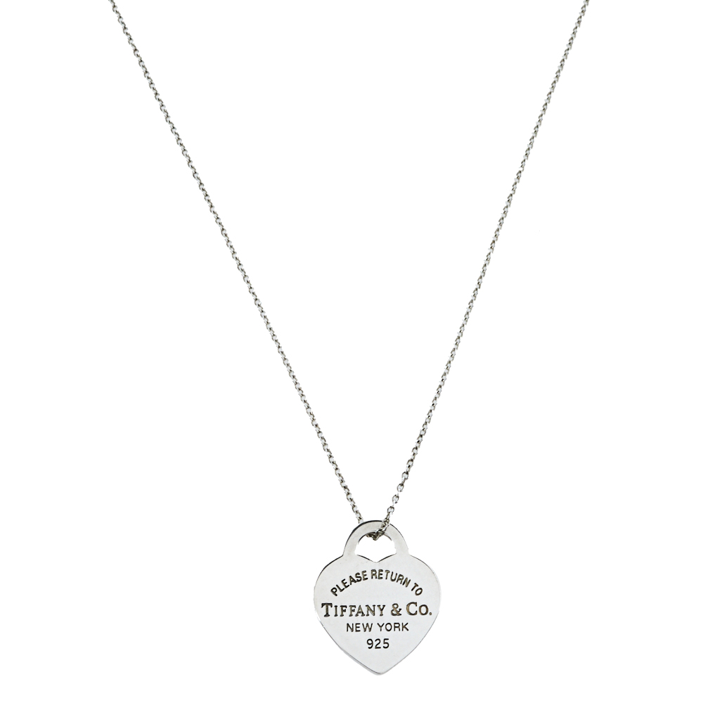 Pre-owned Tiffany & Co Return To Tiffany Heart Tag Silver Pendant Necklace