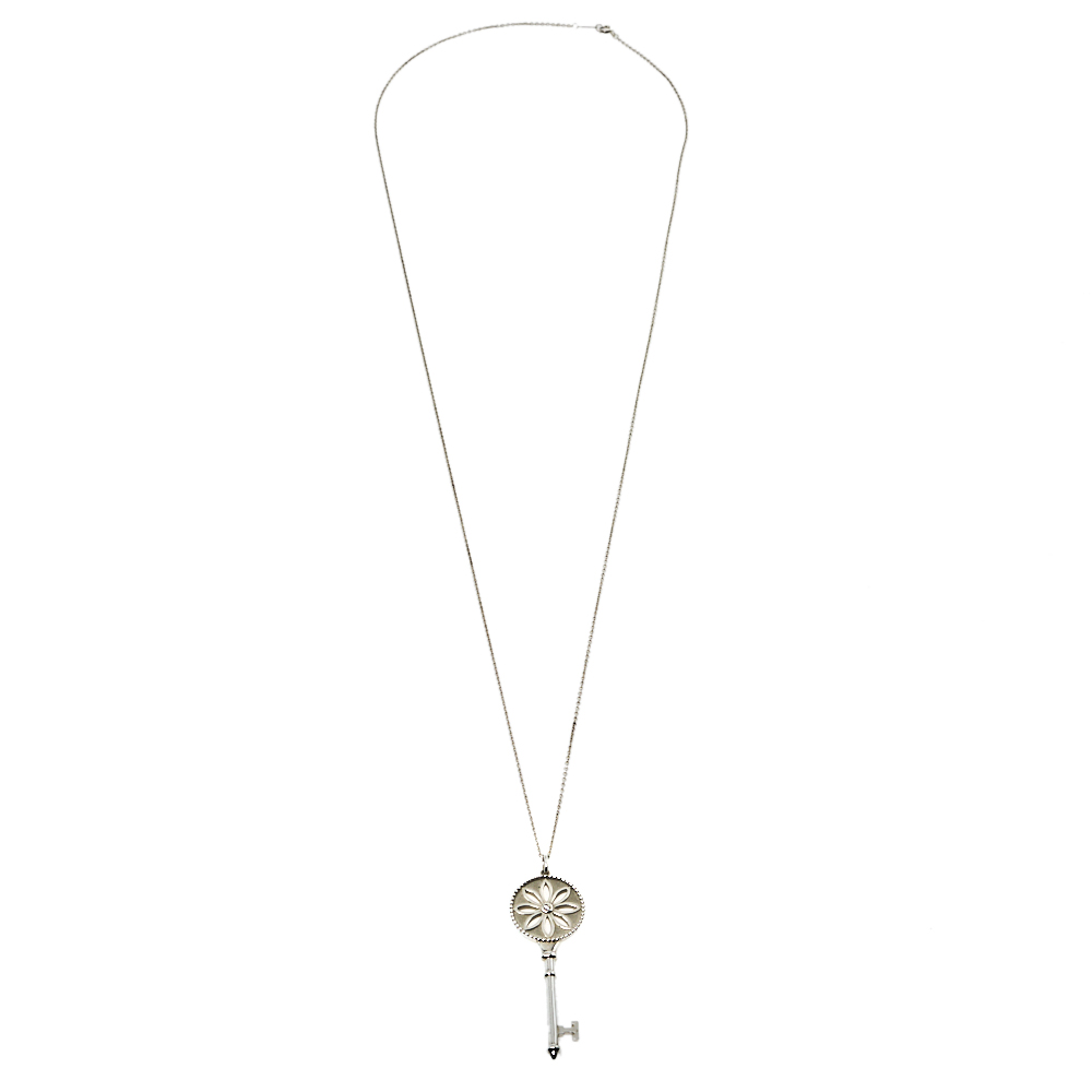 

Tiffany & Co. Daisy Key Diamond Silver Long Pendant Necklace