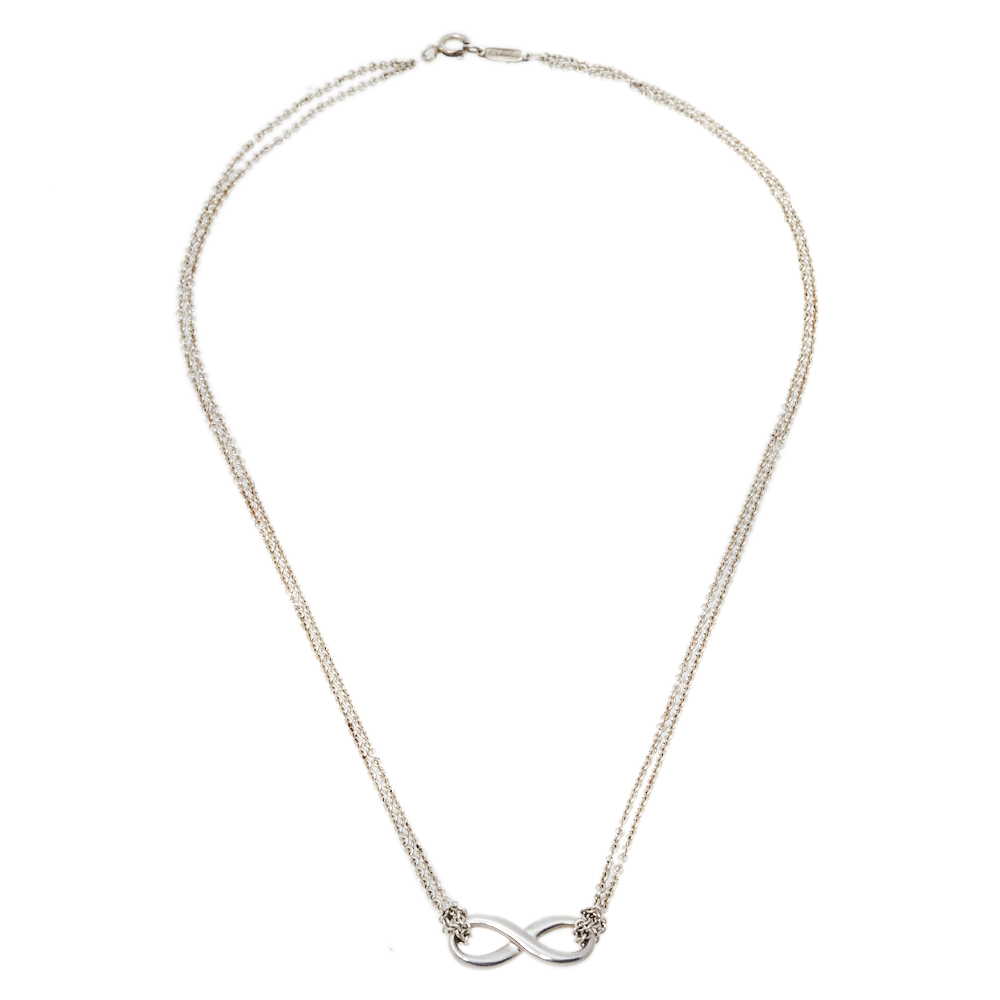 

Tiffany & Co. Sterling Silver Infinity Pendant Double Chain Necklace