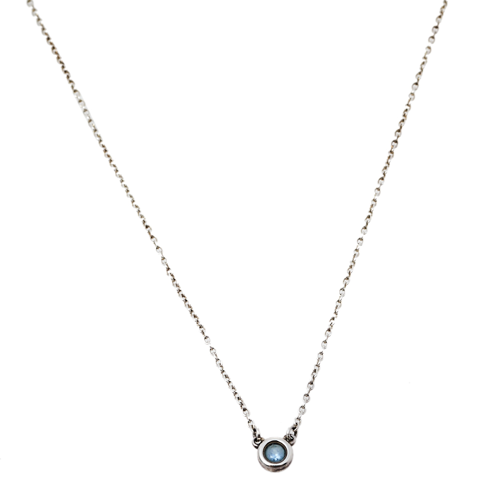 Pre-owned Tiffany & Co Elsa Peretti Color By The Yard Pendant Necklace In Blue