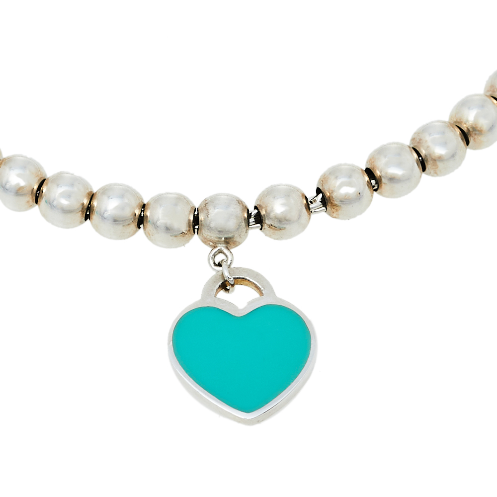 

Tiffany & Co. Return to Tiffanyℜ Heart Tag Enamel Silver Bead Bracelet, Blue