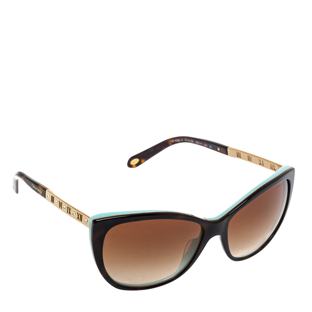 Pre-owned Tiffany & Co Brown /brown Gradient Tf 4094 - B Atlas Cat Eye Sunglasses