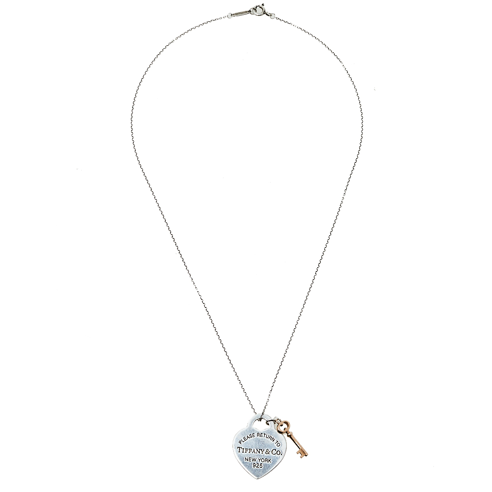 

Tiffany & Co. Rubedo & Sterling Silver Heart Key Pendant Necklace