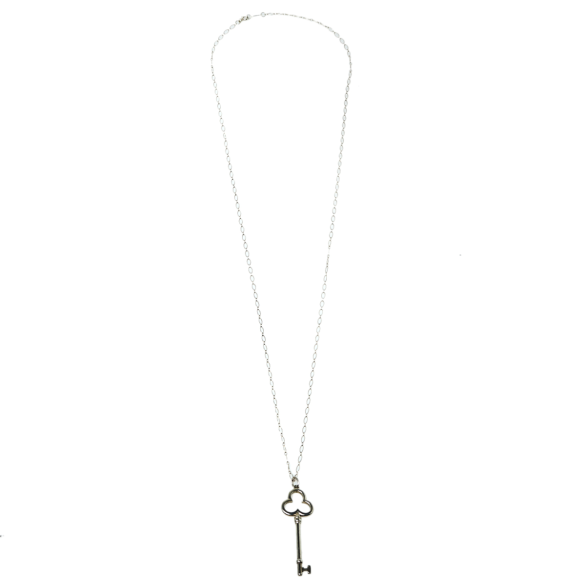 

Tiffany & Co. Trefoil Key Silver Long Pendant Necklace