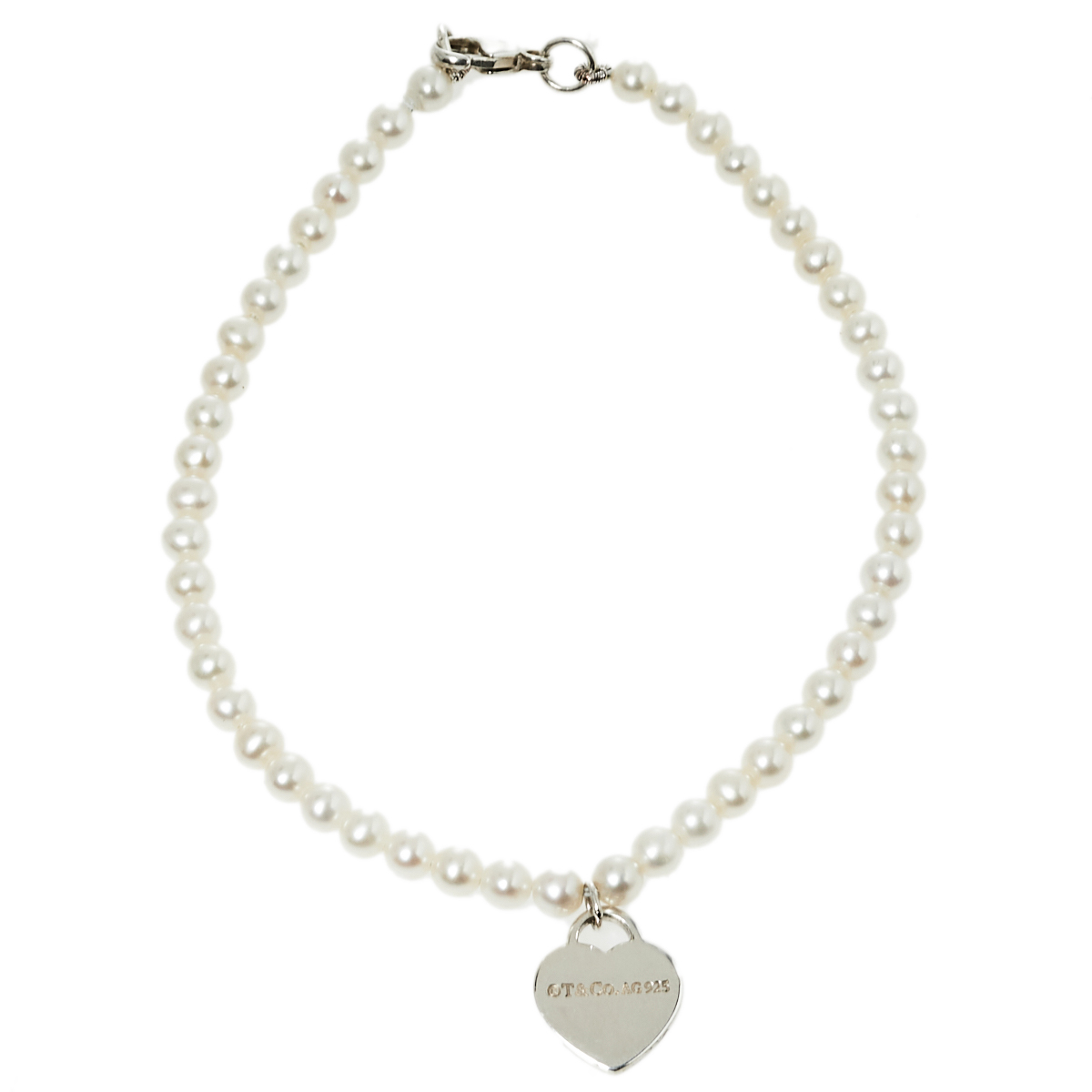 

Tiffany & Co. Sterling Silver Mini Heart Tag Freshwater Pearl Bracelet