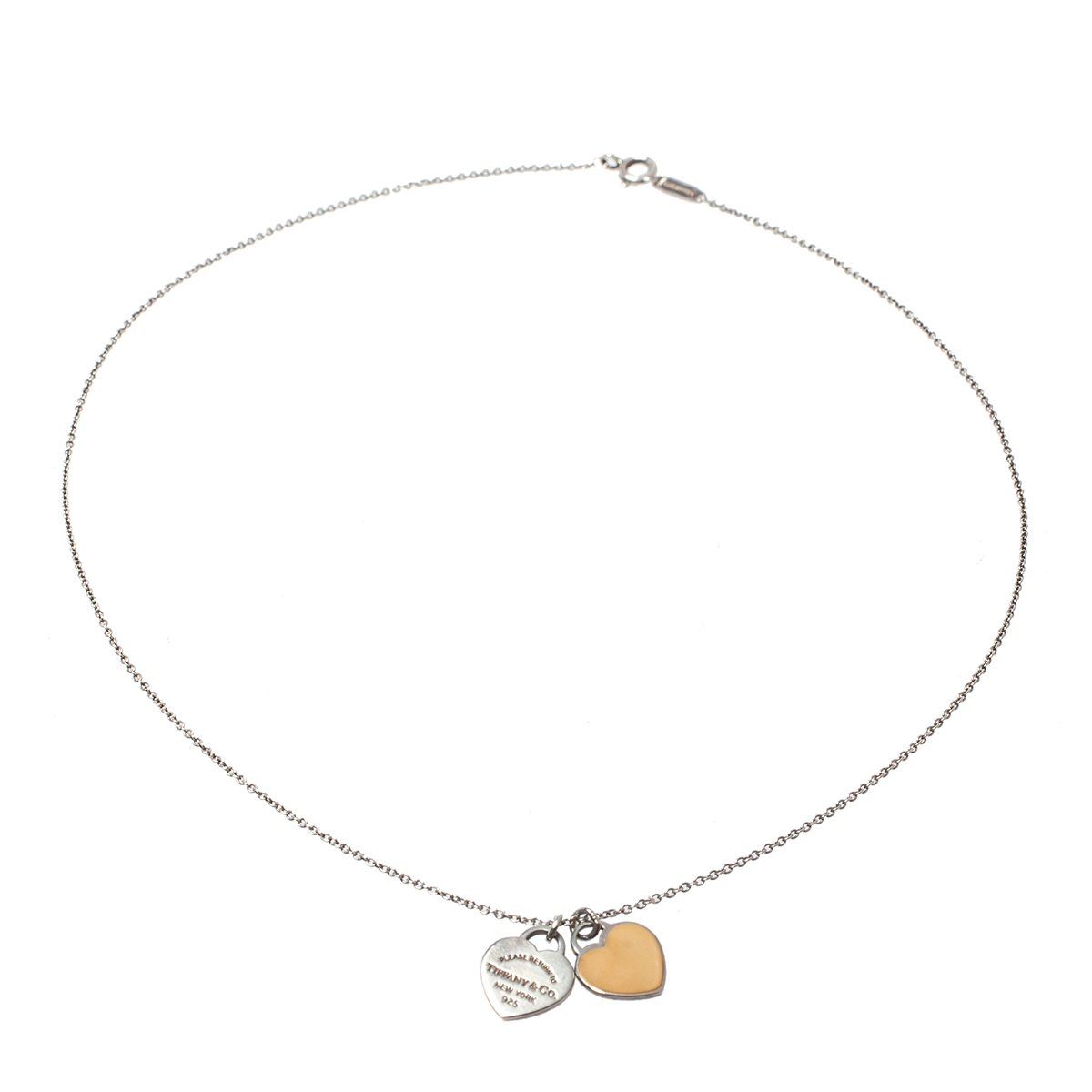

Tiffany & Co. Return To Tiffany Double Heart Tag Pendant Necklace, Pink