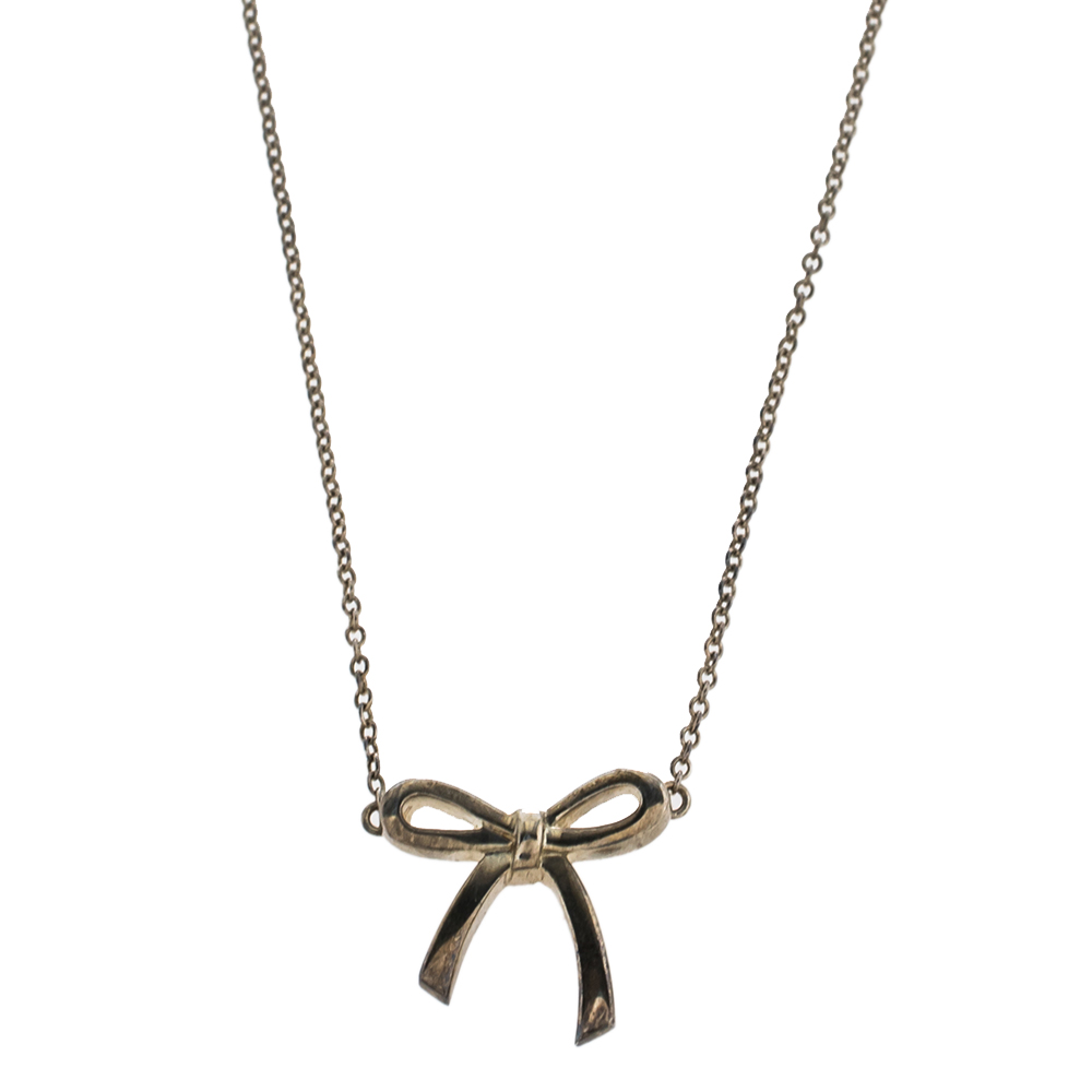 

Tiffany & Co. Sterling Silver Bow Pendant Necklace