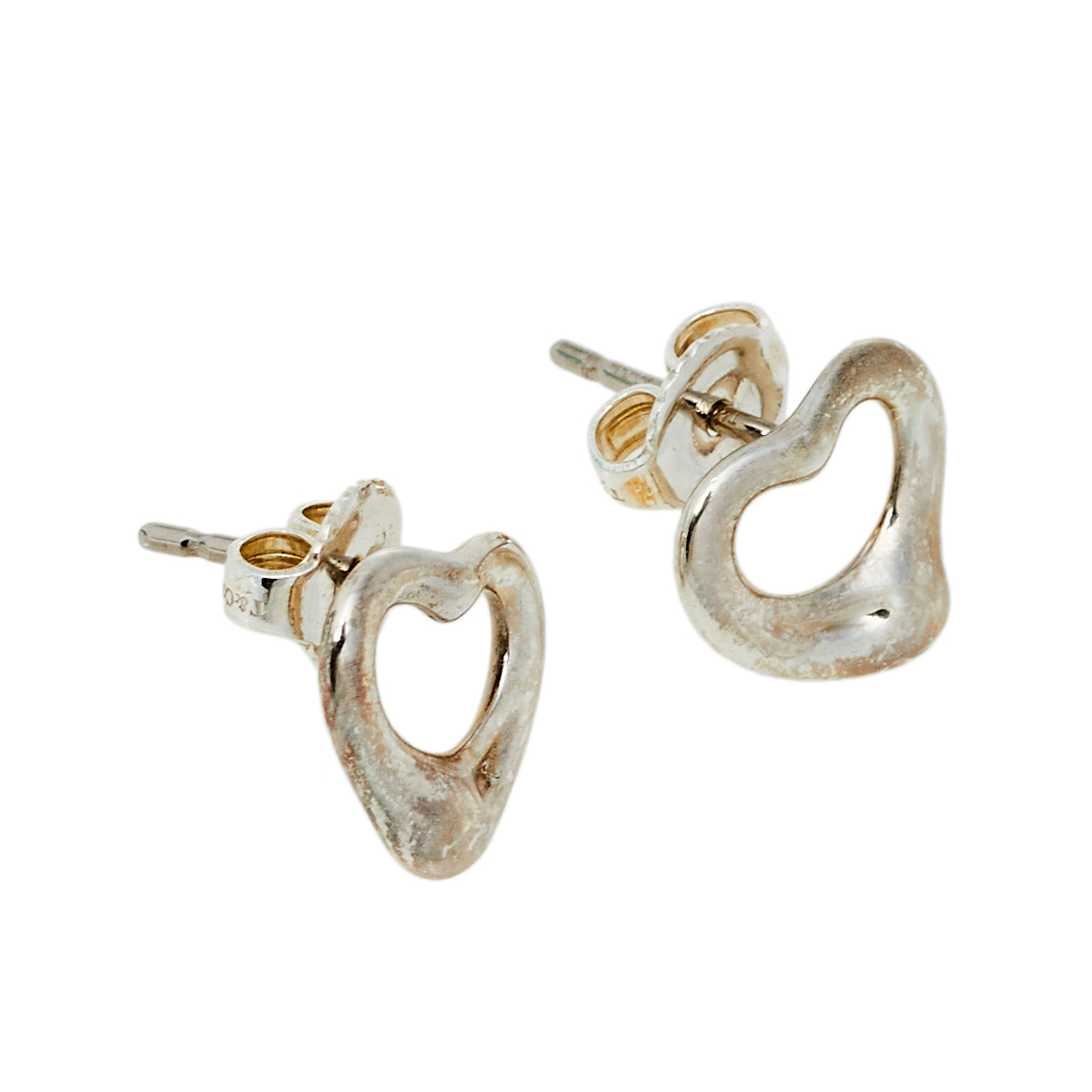 

Tiffany & Co. Elsa Peretti Sterling Silver Open Heart Stud Earrings