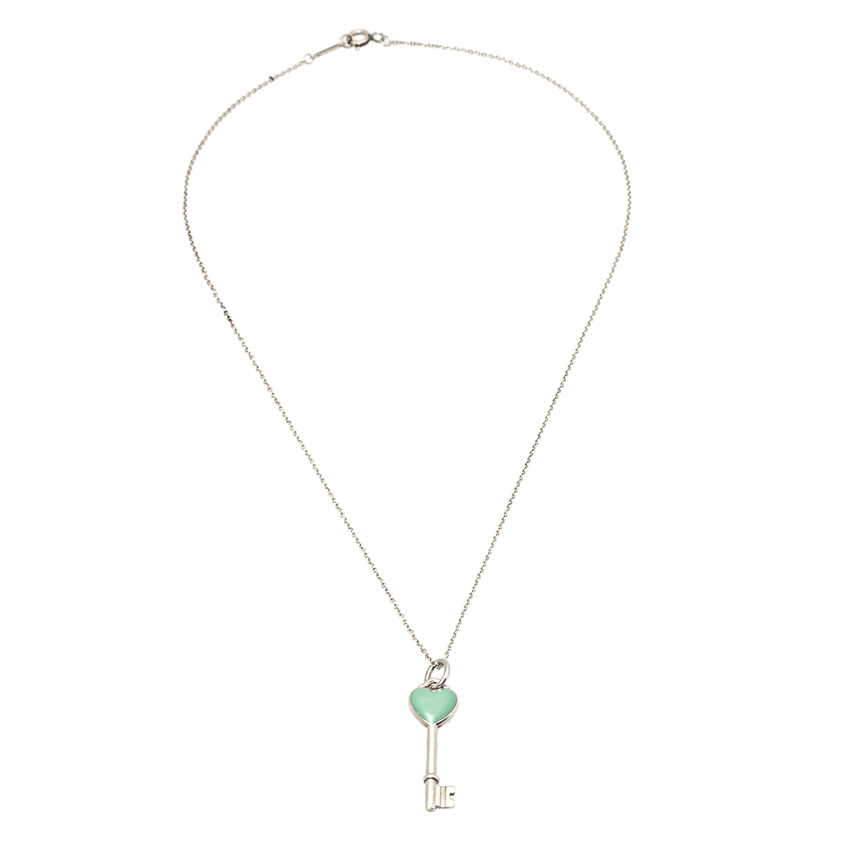 

Tiffany & Co. Sterling Silver Enamel Heart Key Pendant Necklace