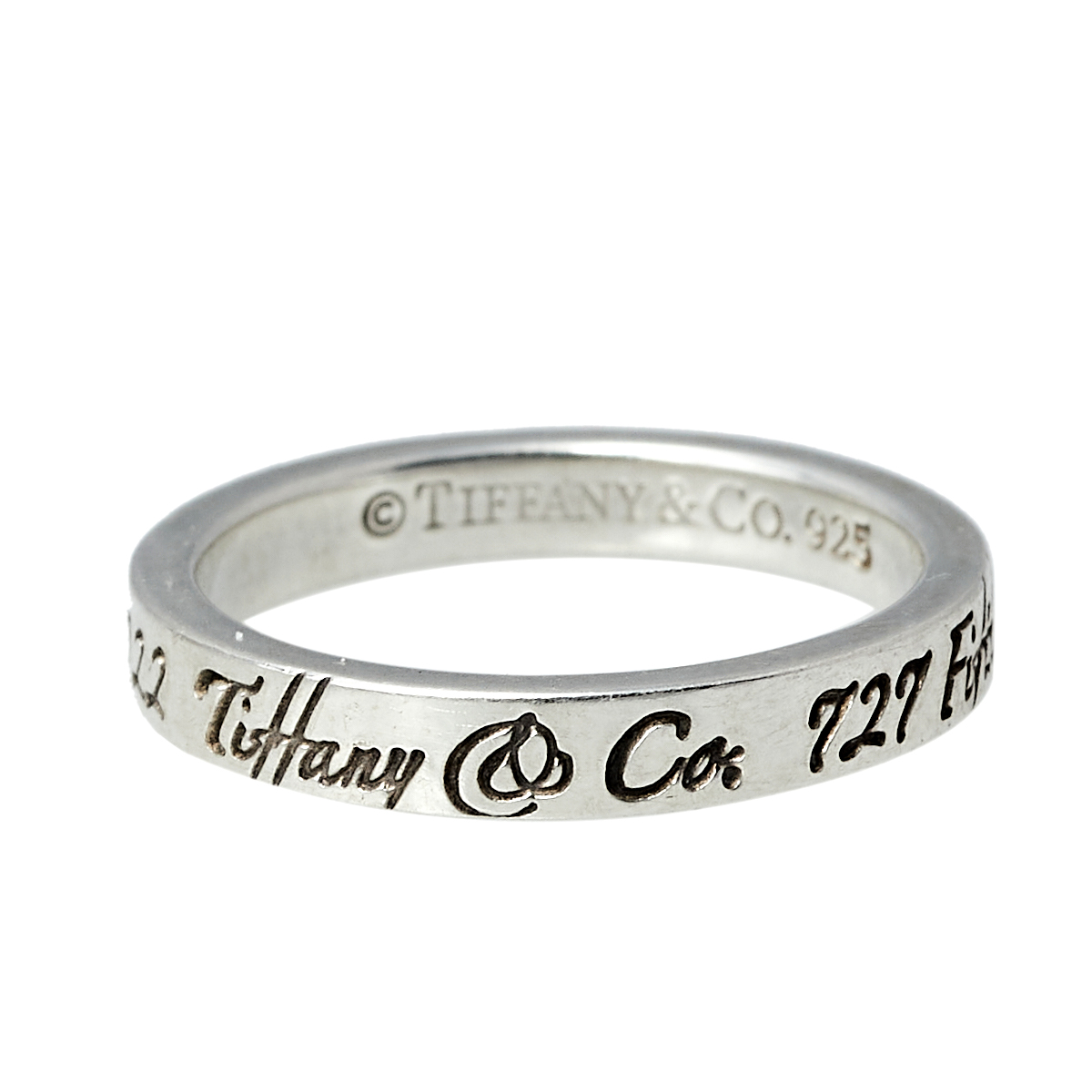 

Tiffany & Co. Sterling Silver Notes Narrow Band Ring Size EU 49
