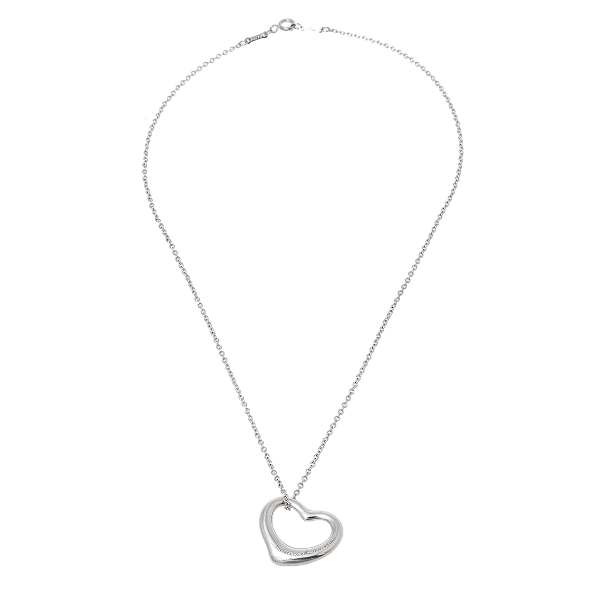 

Tiffany & Co. Elsa Peretti Sterling Silver Open Heart Pendant Necklace