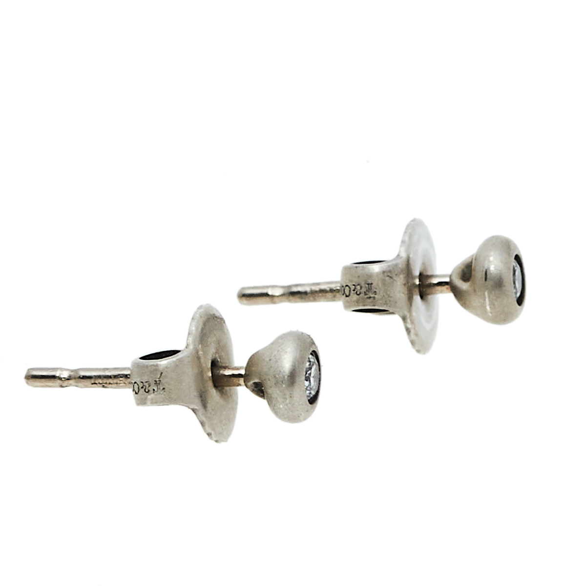 

Tiffany & Co. Elsa Peretti Diamond Silver Stud Earrings