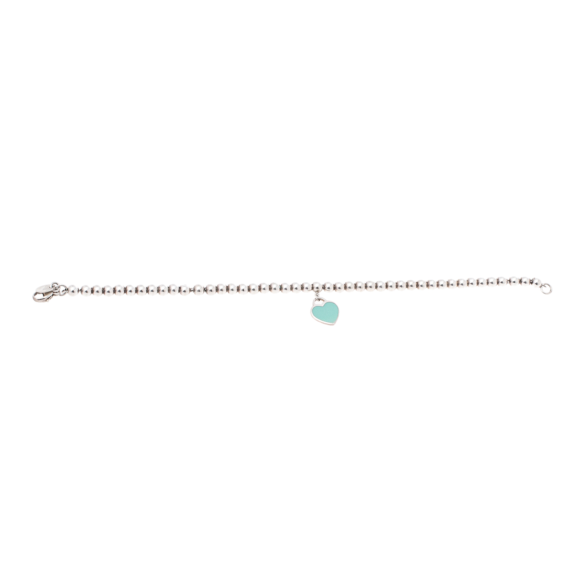

Tiffany & Co. Return To Tiffany Blue Enamel Heart Tag Silver Bead Bracelet