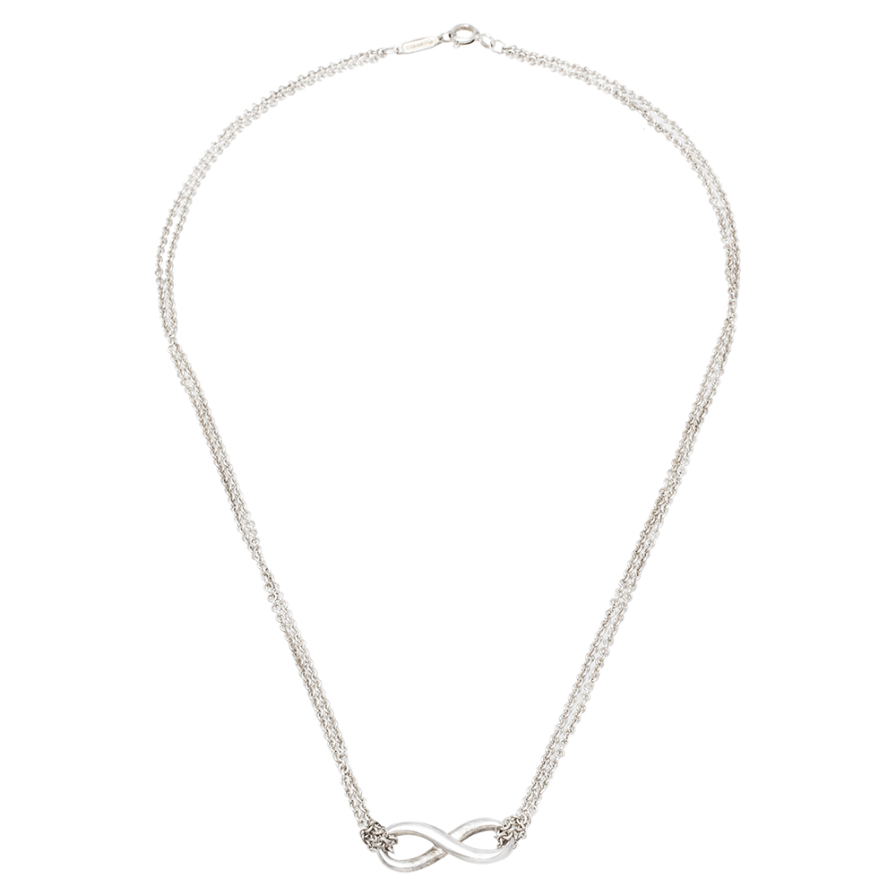 

Tiffany & Co. Infinity Sterling Silver Double Strand Pendant Necklace