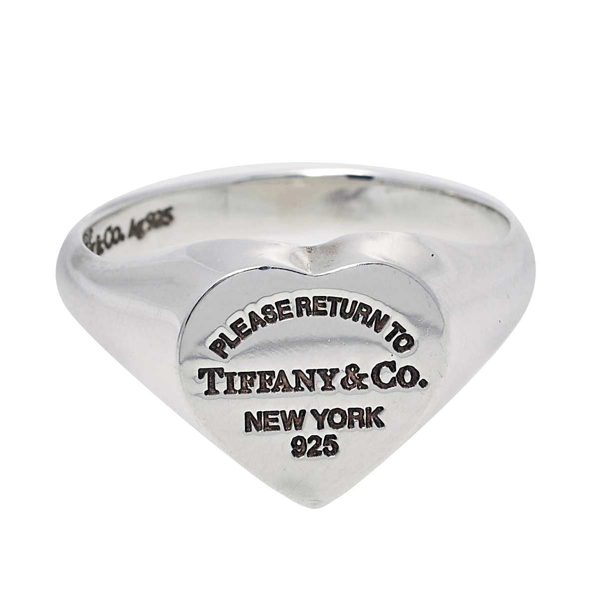 

Tiffany & Co. Return To Tiffany Sterling Silver Heart Signet Ring Size EU 55