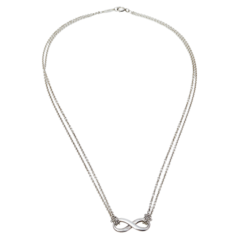 

Tiffany & Co. Infinity Sterling Silver Double Strand Pendant Necklace