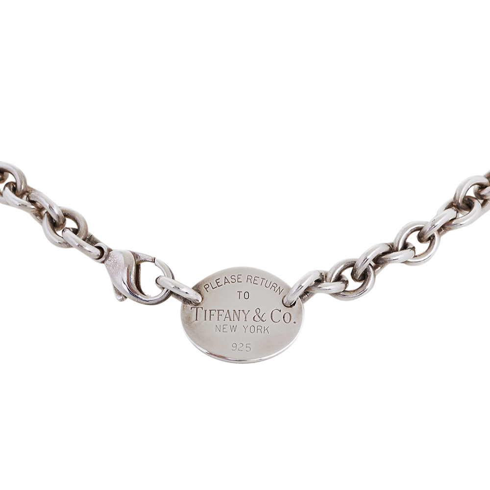 

Tiffany & Co. Return to Tiffany Oval Tag Choker Necklace, Silver