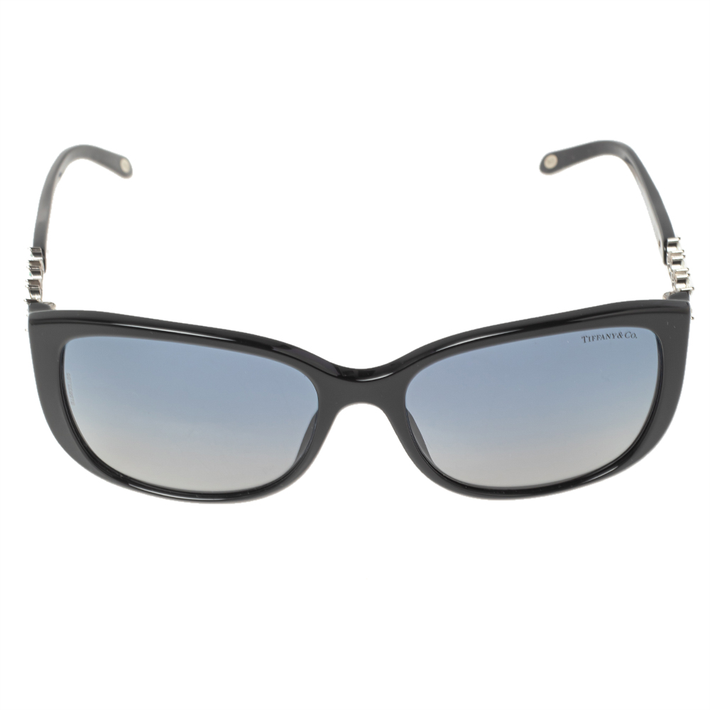 

Tiffany & Co. Black/Blue Acetate TF 4090-B Crystal Embellished Gradient Sunglasses