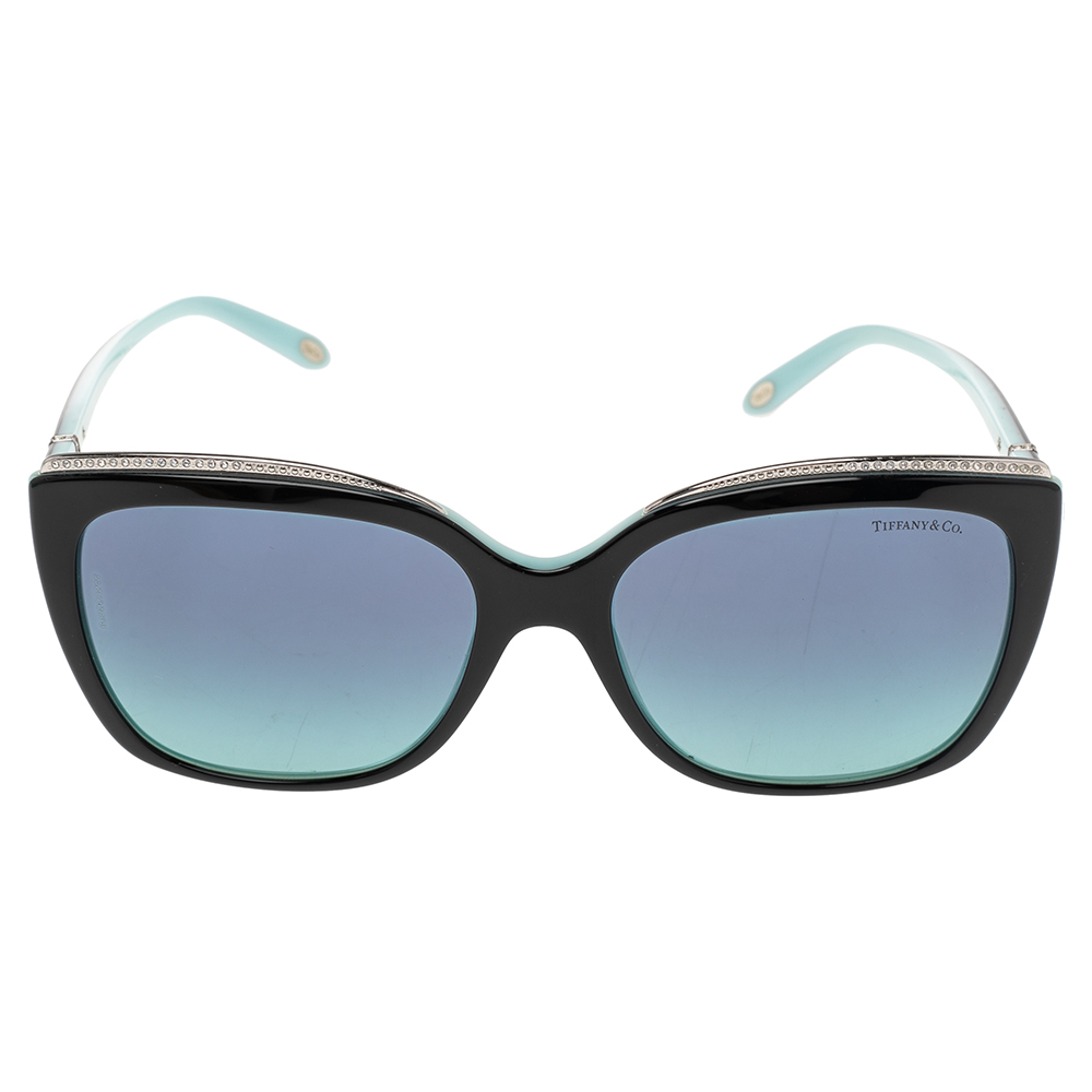 

Tiffany & Co. Black/ Blue Gradient TF4135-B Crystal Detail Square Sunglasses