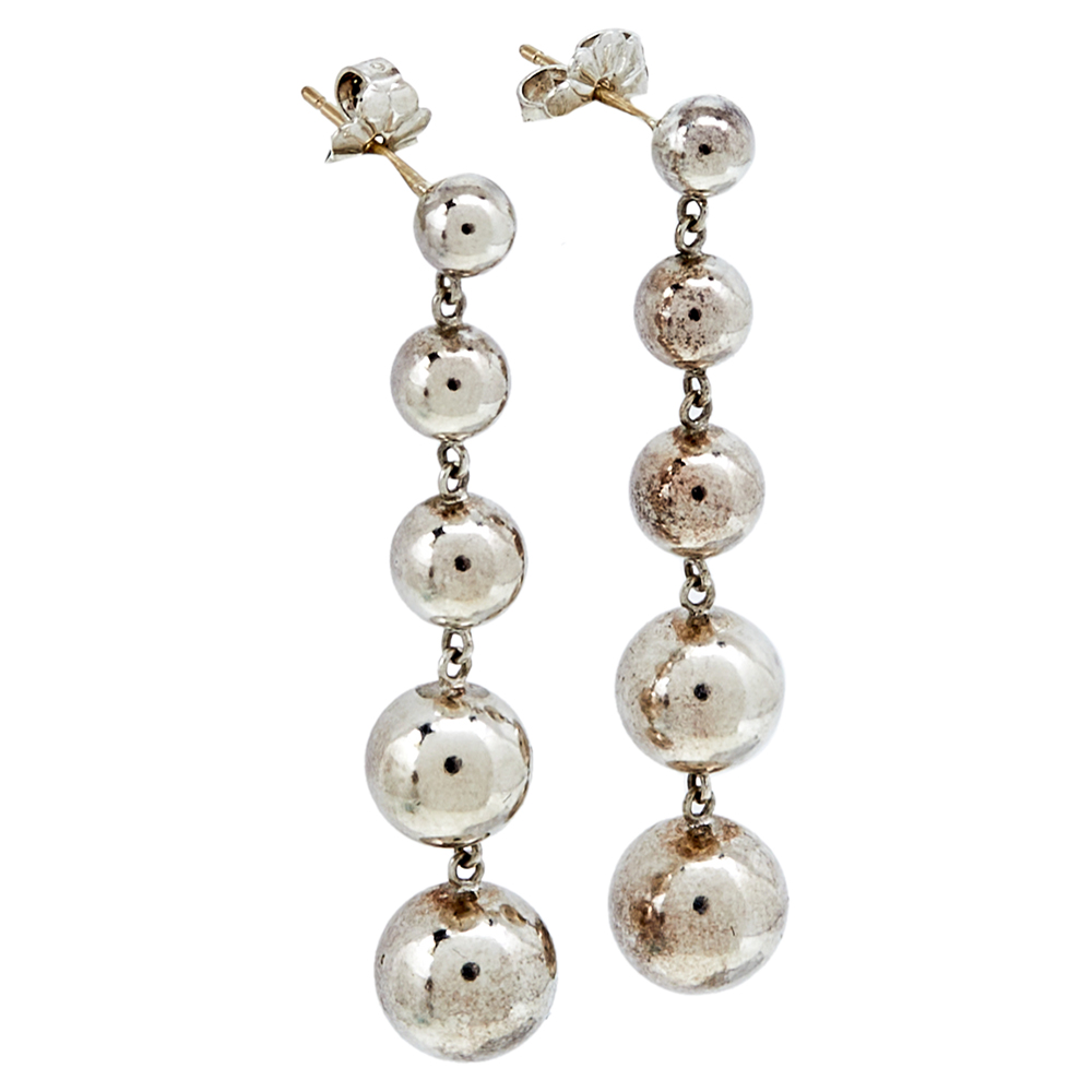 

Tiffany & Co. Sterling Silver Graduated Bead Drop Earrings