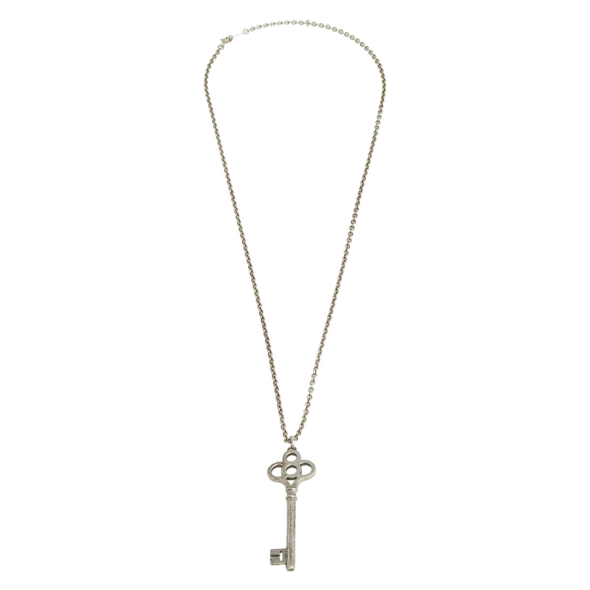 

Tiffany & Co. Silver Crown Key Pendant Chain Necklace