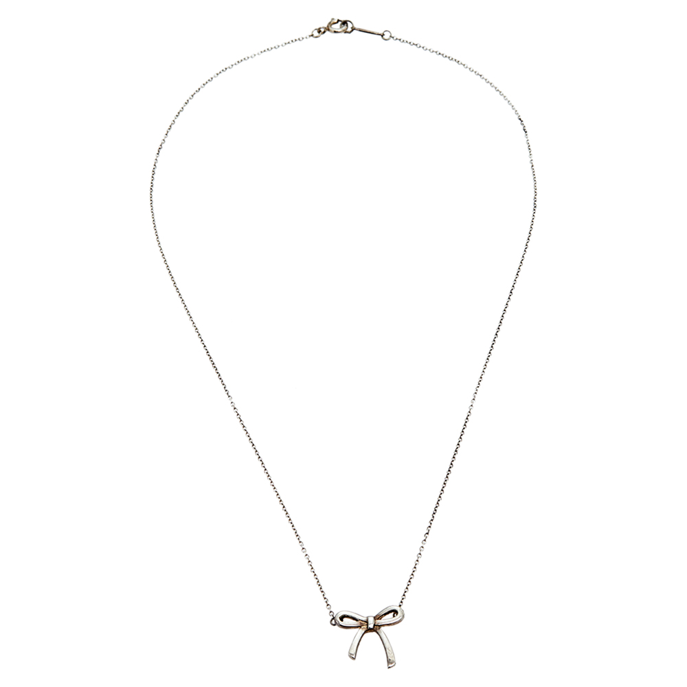 

Tiffany & Co. Sterling Silver Bow Pendant Necklace