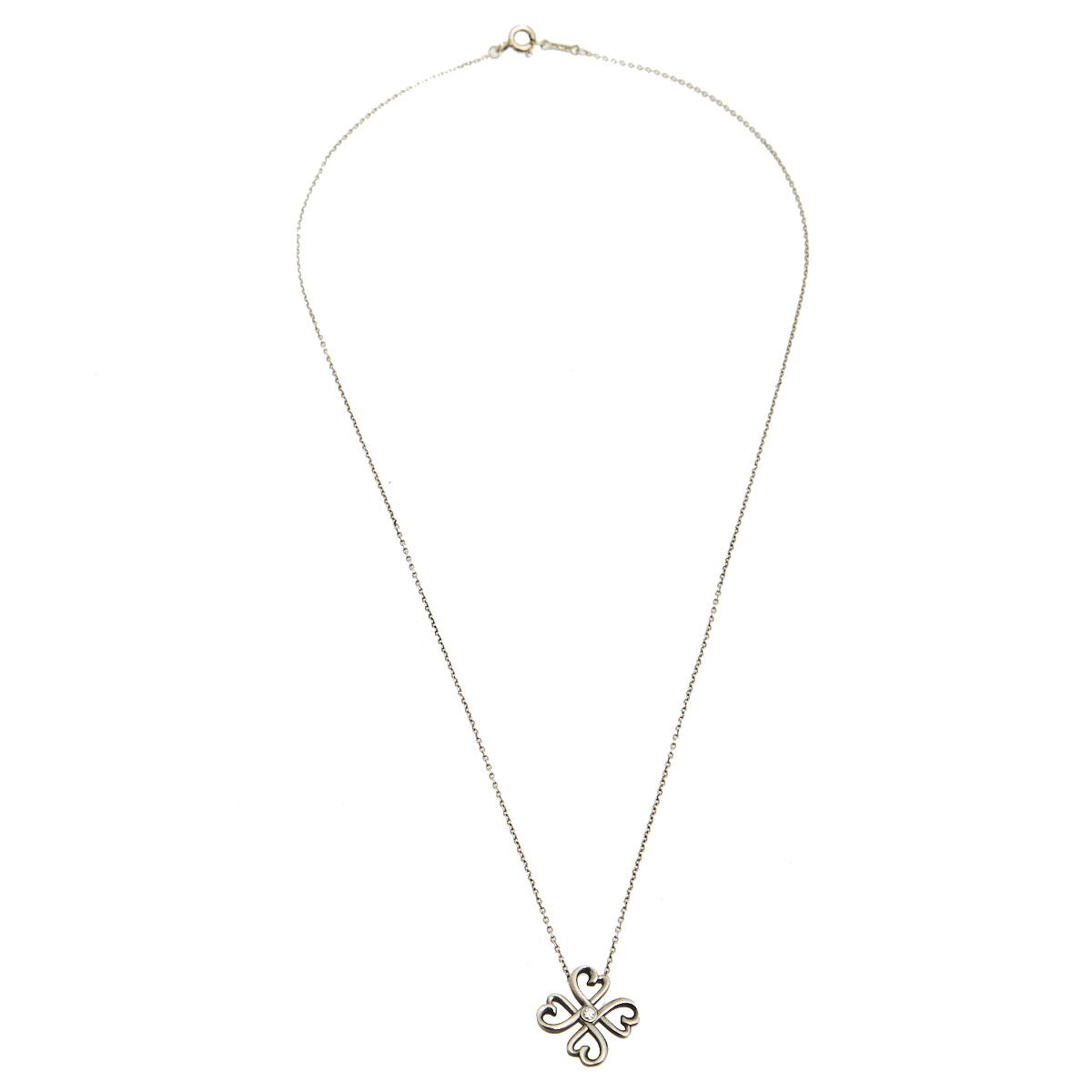

Tiffany & Co. Paloma Picasso Sterling Silver Diamond Loving Heart Pendant Necklace