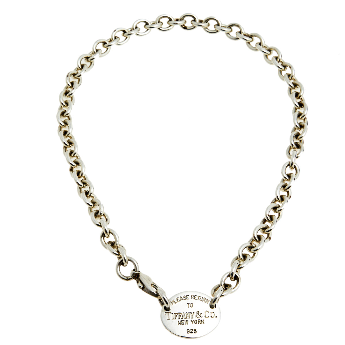 

Tiffany & Co. Return to Tiffany Oval Tag Silver Choker Necklace