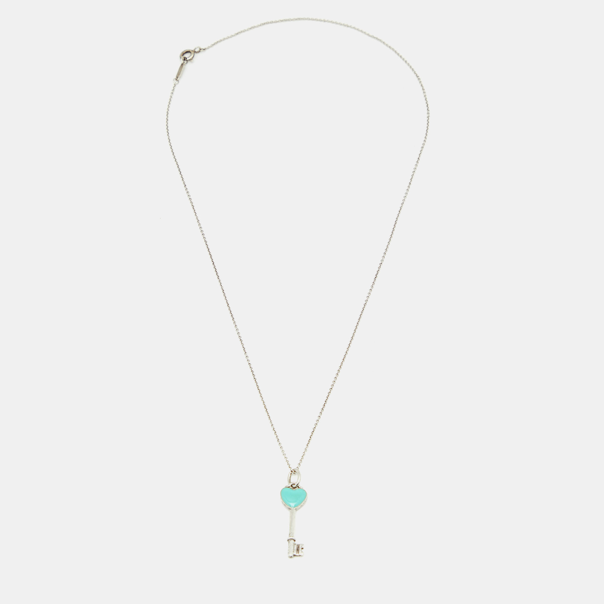 

Tiffany & Co. Enamel Heart Key Silver 925 Pendant Necklace