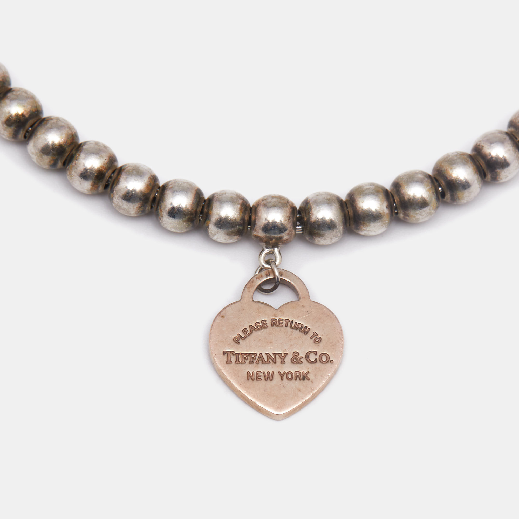 

Tiffany & Co. Return to Tiffany Rubedo Heart Tag Silver Bead Bracelet