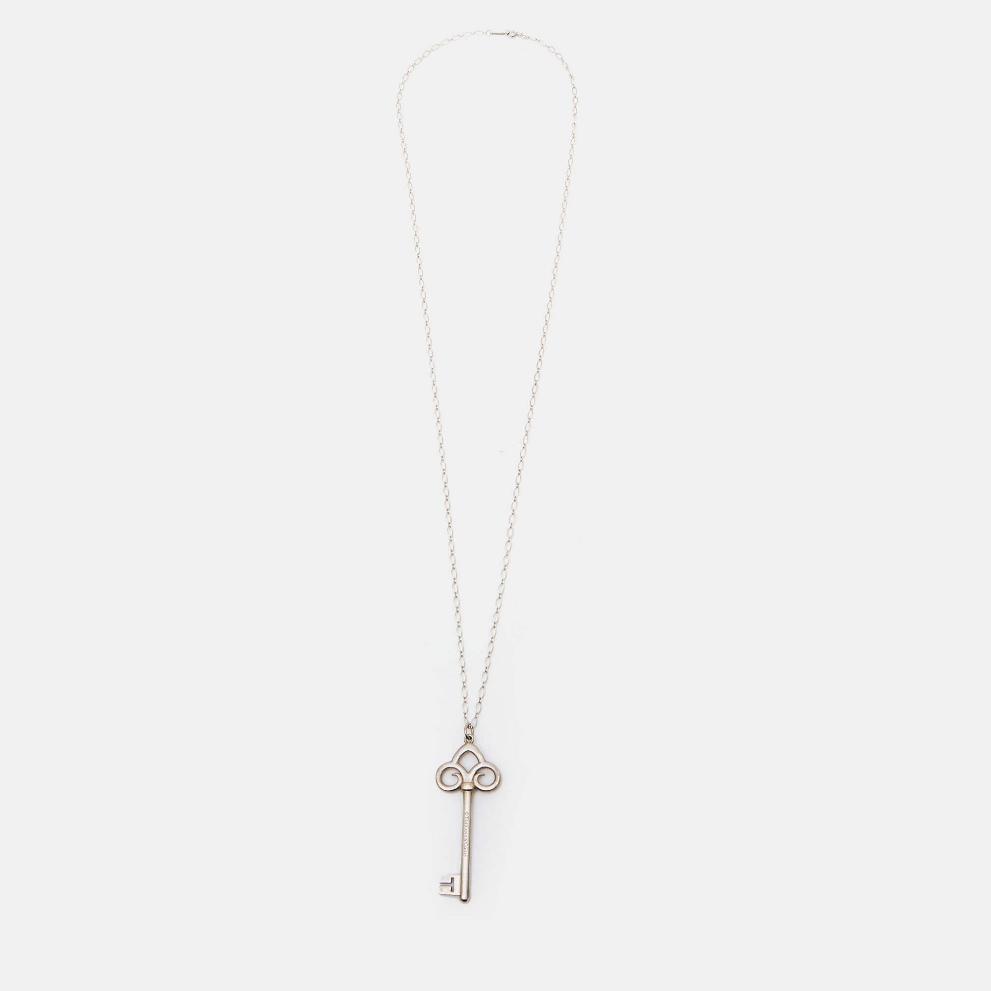 

Tiffany & Co. Fleur De Lis Sterling Silver Key Pendant Necklace